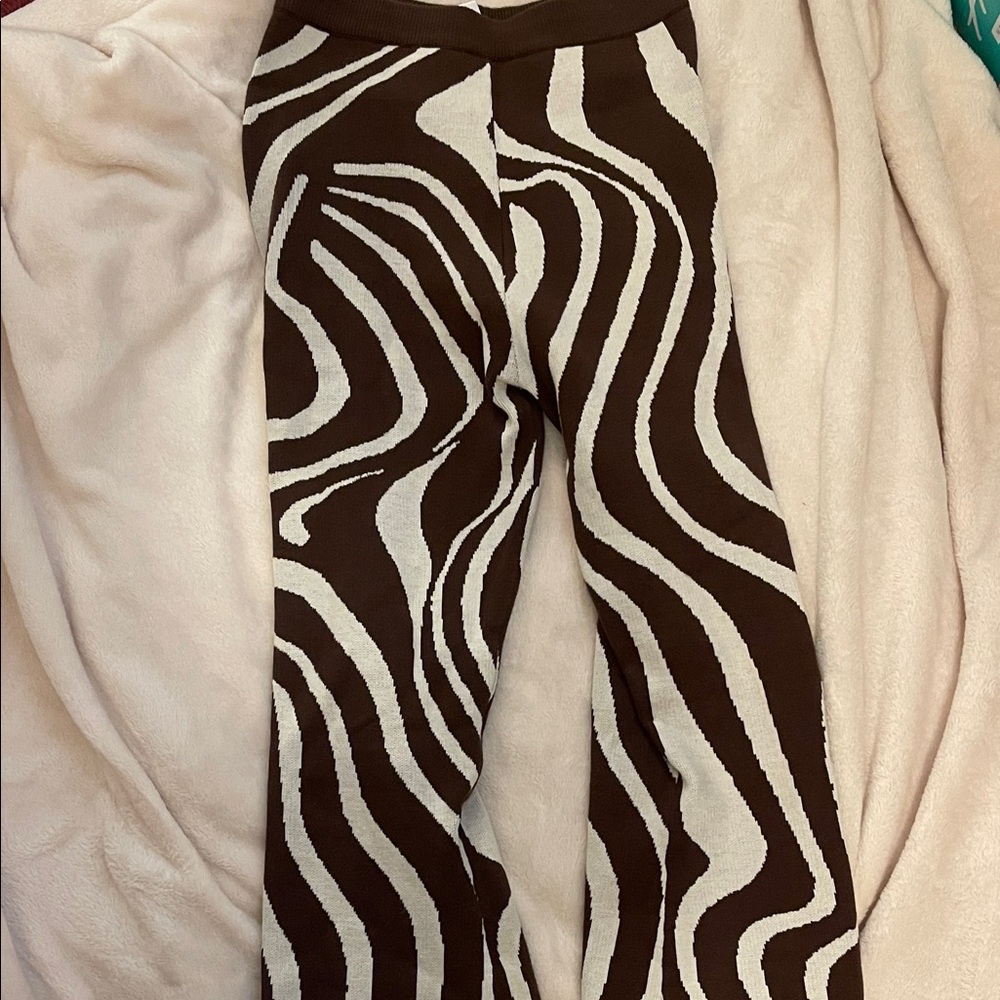 Brown and cream Zebra flare pants
